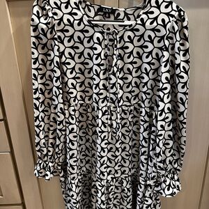 Black and Cream Swirl Print Dress